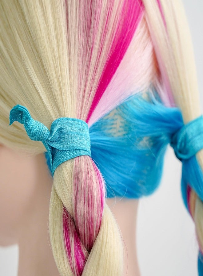 MEEDEE Teal Blue No Crease Soft Knotted Hair Ties - 100 Pack Ouchless Yoga & Pony Tail Bracelets for Women - Image 4